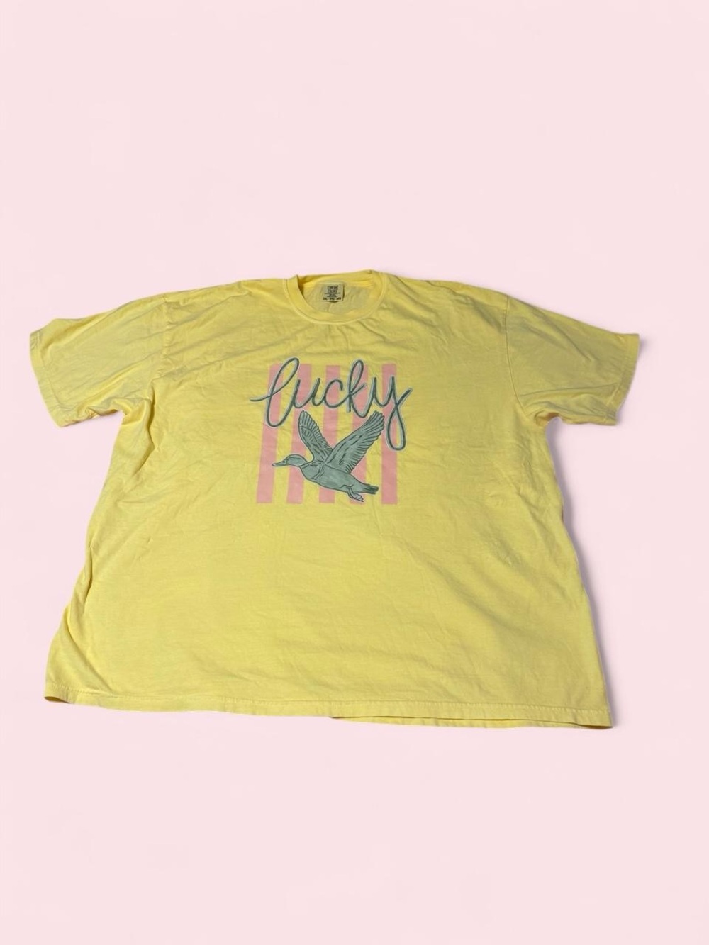 Comfort Colors Yellow 'Lucky' Graphic Tee with Flying Bird